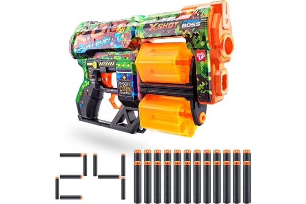 XShot Skins Dread - K.O (24 Darts) by ZURU, Easy Reload, Air Pocket Technology, Toy Foam Dart Blaster for Kids, Teens, Adults, Frustration Free Packaging