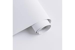 Timeet Self Adhesive Wallpaper White Matte Peel and Stick Wallpaper Cold White Sticky Back Plastic Paper Waterproof Vinyl Film for Living Room Bedroom Refurbished Furniture Wall Wardrobes 40x300cm