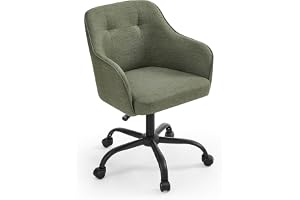 SONGMICS Kontorsstol, Skrivbordsstol i Tyg, 64 x 64 x (89,5-99,5) cm | Ergonomisk Datorstol, med Armstöd, Justerbar Höjd, Snurrstol för Hemmakontor, Sage Green, TYRA Kollektion OBG019C01