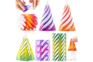 Chennyfun 6 sztuk Spiral Cone Fidget Toys, Impossible Cone, 3D drukowane dekompresyjne Mini Spiral Cone Toys, Pyramid Fidget Toy, Desk Toys for Stress for Home Office Desk Decor Souvenir Gift