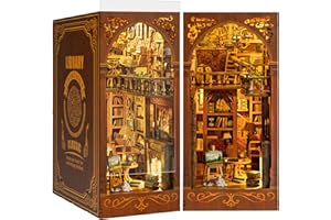 RONSTONE DIY Biblioteca Book Nook Kit, Casa Delle Bambole in miniatura con Libreria Estraibile, Booknook Inserto per libreria Vicolo dei decori,Kit Casa in Miniatura con Luce a Led per Adulti oltre i 14 Anni