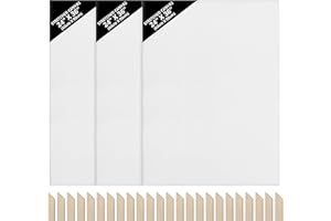Kurtzy 3 Pack Blank Canvas - 60 x 90cm (24 x 36 inches) - Large Pre Stretched Canvas Panels with Wooden Wedges - Suitable for Acrylic and Oil Painting Also for Sketching and Drawing