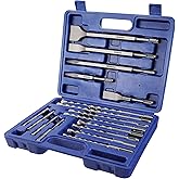 WORKPRO 17-Piece SDS Plus Drill and Chisel Set | Accessories for Hammer Drill with Case, For Concrete, Brick, Stone and Tiles