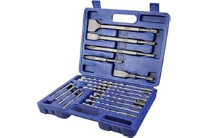 WORKPRO 17-Piece SDS Plus Drill Bit Set with Chisel Bits, Rotary Hammer Drill Accessories for Concrete, Tile, Brick, Cement, Stone and Masonry, Storage Case