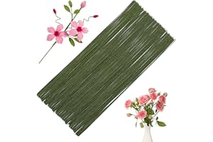 Namner 200 Pcs Green Florist Wire Stems, 0.5mm Flexible Floral Wire for Wreath Making, DIY Flower Craft, Floral Arrangements, and Corsage Decoration