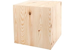 DECORATIVO Pflanzenständer Holz Rohes - Holz Deko Wohnzimmer Vintage - Blumenständer Holz - Blumenhocker Holz - Holzständer Deko - Holzblock - Holzdeko - Blumensäule Holz DIY (40x40x40 cm)