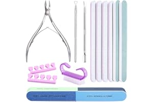 KIIWAH 13pcs Lime e Buffer per Unghie, Spingi Cuticole Raschietto con Tronchesino per Unghie Professional e Spazzola Unghie per Manicure e Unghie Salone