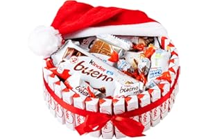 ONZA DULCE Y SALADO SWEET & SALTED Onza Calza Befana Kinder - Torta Kinder da Regalare per Natale, Befana, Dolci di Santa Lucia - Box Kinder di Cioccolatini Assortiti con Kinder Bueno, Kinder Cioccolato, Happy Hippo, Schokobons.