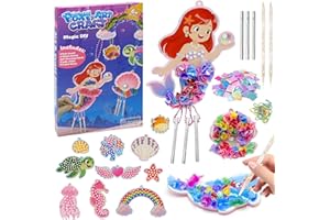 Veftsvy Bastelset Kinder ab 6 4 5 Jahre, Blumen Basteln Mädchen 8 10 6 5 7 9 Jahre, Geschenk Mädchen 4 5 6 7 8 9 10 Jahres, Kreativ Set für Kinder, mit Pailletten Basteln Kinders (Meerjungfrau)