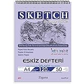 Zigana A4 Spiralli Eskiz Defteri &ndash; 50 Yaprak, 120 gr &Ccedil;izim Bloknotu, Sanat Defteri