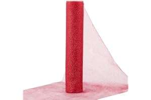 BETESSIN 10Yards*30cm Bobina di Tulle Rotolo Rosso Glitter Nastro Runner da Tavolo Decorazione Festa Natale Laurea Matrimonio Fai da Te Bomboniere Confetti Tutu