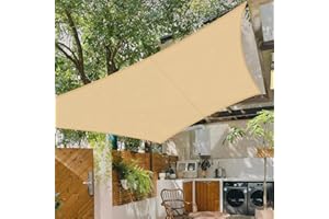 Cool Area Toldo Vela de Sombra Impermeable Cuadrado 3x3m Protección UV PES Toldos para Patio Exterior Jardín Terraza-Arena