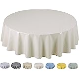 Extra Wide Oilcloth PVC Wipe Clean Tablecloth Round 160cm BEIgE