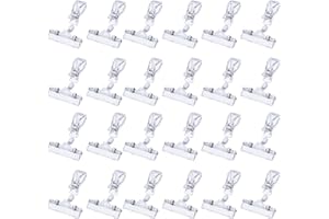 OUTUS 25 Pack Plastic Rotatable Sign Clips Merchandise Sign Display Holder Stand, Clear