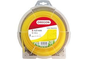 Oregon Yellow Square Hilo Cuadrado para Desbrozadora 4mm, Hierba, Maleza, Vegetación y más, Hilo de Nylon de Gran Resistencia, Compatible con la Mayoría de Modelos Estándar, 4.0mm x 32m (69-478-Y)