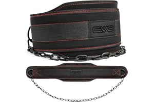 EVO Fitness Ceinture Lestée pour la Musculation + 2 Mousquetons - Ceinture de Musculation Lestée avec Chaine pour Haltérophilie, Bodybuilding - Dip Belt Longueur de 36 pouces