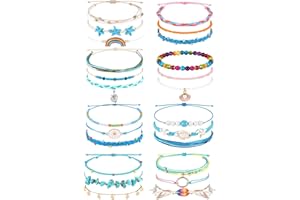 Kakonia 24 pezzi braccialetti stringa impermeabile per le donne fatte a mano Bracciale amicizia Ocean Beach Boho Bracciali cavigliere
