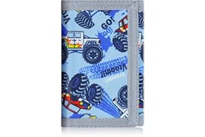 ZHONYEE Teens Cool Wallets for Boys & Girls with Zipper Coin Pocket Card Slot, RFID Trifold Canvas Outdoor Lovely Design Magic Sticker for 12-16 Ages(Truck)