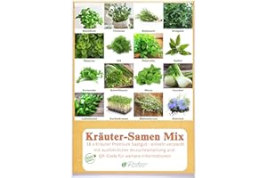 PRADEMIR Mezcla/Set "Jardín de hierbas" 16 x 50 semillas de las hierbas más populares de Portugal / 100% natural (Sin químicos/ayudantes de crecimiento artificial)