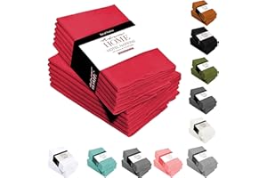 ADAM HOME Cloth Napkins (Bordeux, 12 Pack) 18x18 inches Fabric Napkins, Cotton Dinner Napkins Ideal for Home & Commercial Use - Durable Restaurants Napkins - Easy Clean Machine Washable Banquets Napkins