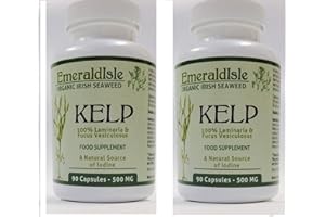 EMERALD ISLE ORGANIC IRISH SEAWEED Kelp Seaweed Tablets 500 mg 180 Capsules Certified Organic Harvested in North Atlantic Coast of Ireland