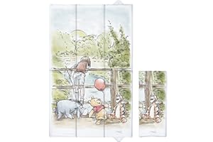 LITTLE POPPETS & CO Little Poppets Deluxe Unisex Folding Travel Nappy Baby Changing Mat with Popper Close - 40cms x 60cms (Open) - Winnie The Pooh, White