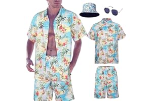 HarnyLoom Camicia Hawaiana da Uomo T-shirt Floreale Manica Corta Stampata Estiva con Bottoni Alla Moda Aloha Vacation Maglietta Casual retrò da in Spiaggia