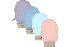 Oruola 4 Stück Hamam Handschuh,Peelinghandschuh Körper,Kese Peelinghandschuh,Exfoliating Gloves für von Schmutz und alter Nagelhaut am Körper,Massage Dusch Handschuhe,Mehrfarbig