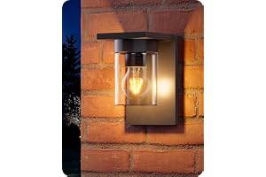EDISHINE Utomhu med klart glas, E27, IP44, svart | Aluminiumhölje, utan glödlampa, för yttervägg, garage och markis, 19,1 × 12 × 15 cm