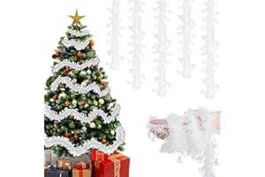 Joxessaien Lameta, choinka 8 sztuk × 2 m – girlanda bożonarodzeniowa 16 m, dekoracja bożonarodzeniowa z dzwoneczkami, dekoracja bożonarodzeniowa do użytku wewnątrz i na zewnątrz (biała)