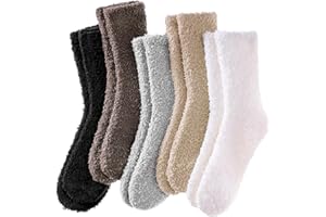 Josnown Kuschelsocken Damen Flauschige Socken aus Korallenfleece Winter Dicke Warme Haussocken 5 Paar Kuschlige Bettsocken Schlafsocken Größe 35-41
