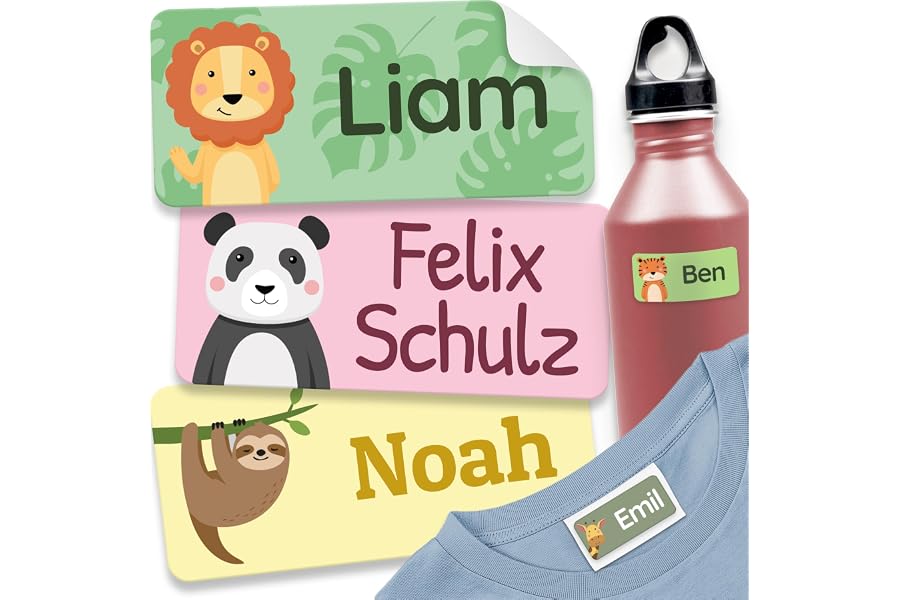melu kids® Namensaufkleber für Kinder - Kleidung & Gegenstände (60 Stück) Kita/Schule - Namensschilder für Kleidung waschmasc