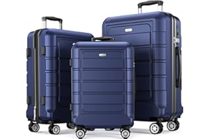 SHOWKOO Valise Rigide Extensible PC+ABS Légère Durable Trolley Sets de Bagages Valise Set Cabine avec 4 roulettes Silencieuses à 360° et Serrure TSA