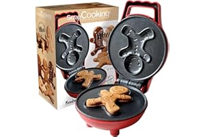 ScrapCooking - Mini Waffle Factory « Gingerbreadman » - Mini Gaufrier Bonhomme Pain d’Epices - Plaque Anti-Adhérente - Machine à Gaufres Rond Noël Appareil Cadeau Pâtisserie - Avec Recette - 3884