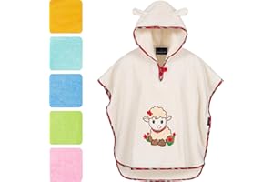 Morgenstern Badeponcho mit Kapuze Kinder Baby 1-5 Jahre Mädchen Jungen 100% Baumwolle Frottee OEKO TEX® Handtuch Badetuch Poncho Kapuzenhandtuch Bademantel
