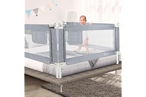 ‎KIDSBUDDY Kidsbuddy Rausfallschutz Bett, 200cm Bettgitter Rausfallschutz, Bettschutzgitter mit vertikaler Hebe, Einziehbare Kinderbettgitter Babybettgitter, mit Verstärktem Ankersicherheitssystem (1 Seite)