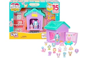Little Live Pets Mama Surprise Families - Puppy Party Pack, Collect 15 Mini Collectible Puppies and Mama Pup, Fold-Out Playset with Mama's House, Over 80 Puppies to Collect, Fun Gift for Kids