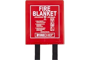 Firechief Premium Kitemarked Fire Blanket 1.2 m x 1.2 m, Rigid Case, Red - Fully Coated Fire Blanket for Home - Kitemark Certified to BS EN 1869 - BPR2/K100-P Model
