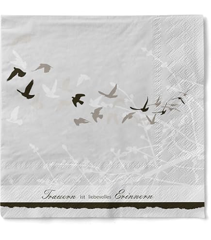 Trauer-Servietten 'Forever In My Heart' – Schwarz, 33x33 Cm, 20 Stück, 3-lagig