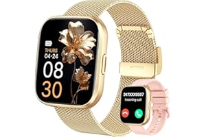 TAOPODO TAPPODO Smart Watches for Women, 1.91"HD Fitness Watch with Bluetooth Calling, Health Tracker for Sleep/Heart Rate/SpO2, 120+ Sports, 200+ Dials, IP68 Waterproof, Smart Watch for Android iOS (Gold)