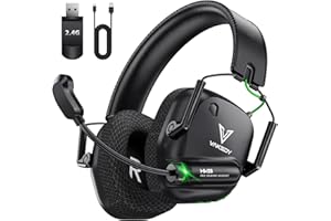 Vakedy Wireless Gaming Headset, 2.4GHz USB & Bluetooth Gaming Headphones with Mic, Ultra-Light, 50mm Drivers, Low Latency, 50Hr Battery Gamer Headset for PC, PS5, PS4, Mac, Switch (Black)