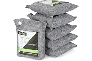 MIVIDE 6PCS 200G Activated Bamboo Charcoal Air Purifying Bag, Nature Fresh Air Purifier Bags, Odour Eliminator Absorber, Moisture Absorber, Room Deodoriser Air Freshener for Home, Car, Closet, Fridge