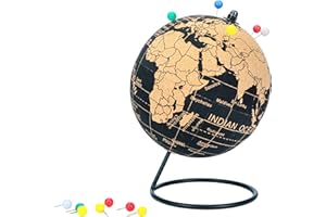 EXERZ Mappamondi in Sughero Naturale 14 cm con 12 Spilli Inclusi – Globo Educativo per Viaggi, Avventure e Pianificazione di Vacanze