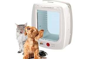 Ferplast Gattaiola Microchip, Porta per Gatti, Cani Piccoli Entrata e uscita controllabile 4 vie, Protezione da Correnti d'Aria, Porticina per Gatti con Microchip, Taglia L, Bianco