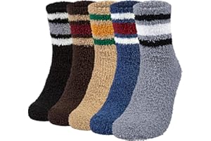CHALIER COZY Calcetines Térmicos de Invierno para Hombre 5 Pares de Calcetines Gruesos de Forro Polar de Coral Para Dormir en Casa Calcetines Mullidos para Navidad Regalo de Cumpleaños, Talla 38-46