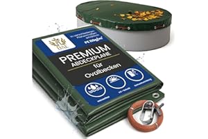 HAF Pool Winterabdeckung Oval für 600 x 320 cm - Winterfeste Abdeckplane zur Poolabdeckung im Sommer und Winter - Poolplane (Abdeckfolie) aus wasserdichtem PE mit 110g/m²