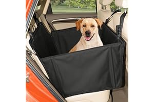 Wuglo Extra Stabiler Hunde Autositz mit Sicherheitsgurt – Wasserdichter und Robuster Autositz Hund für den Rücksitz mit 4 Befestigungsgurten, geeignet für große Hunde bis 26 kg