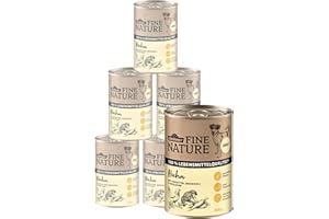 Dehner Fine Nature Hundefutter, Nassfutter in Lebensmittelqualität, für ausgewachsene Hunde, Huhn, 6 x 400 g Dose (2.4 kg)