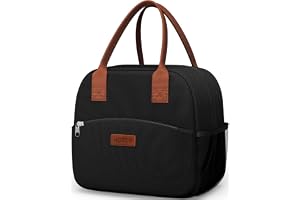 HOTOR Insulated Lunch Bag, Leakproof, Black | Work, Picnic & Travel, Women & Men, Adjustable Strap, 27 x 15 x 24cm