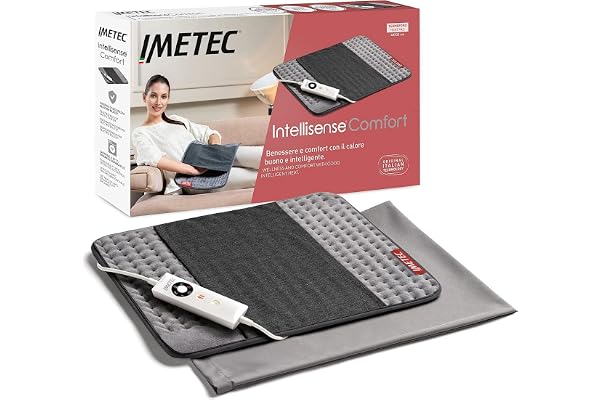 Imetec Intellisense Comfort, universell värmedyna, termisk kudde, perfekt för magen, handfickan, snabb uppvärmning, allergivänligt tyg, 5 temperaturer, säkert elektrostatiskt block, tvättbar